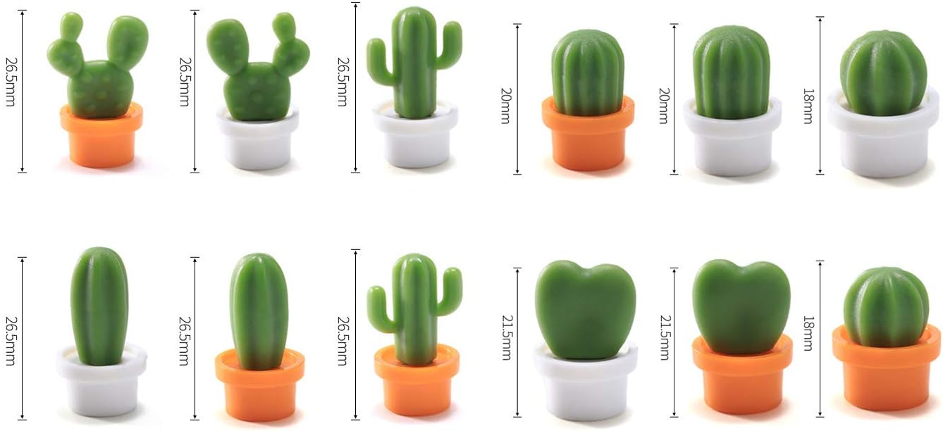 【12Pcs Mini Cactus Fridge Magnets Set】Adorable Resin Magnet Collection with Strong Hold for Refrigerator, Whiteboard, Office & Home Décor